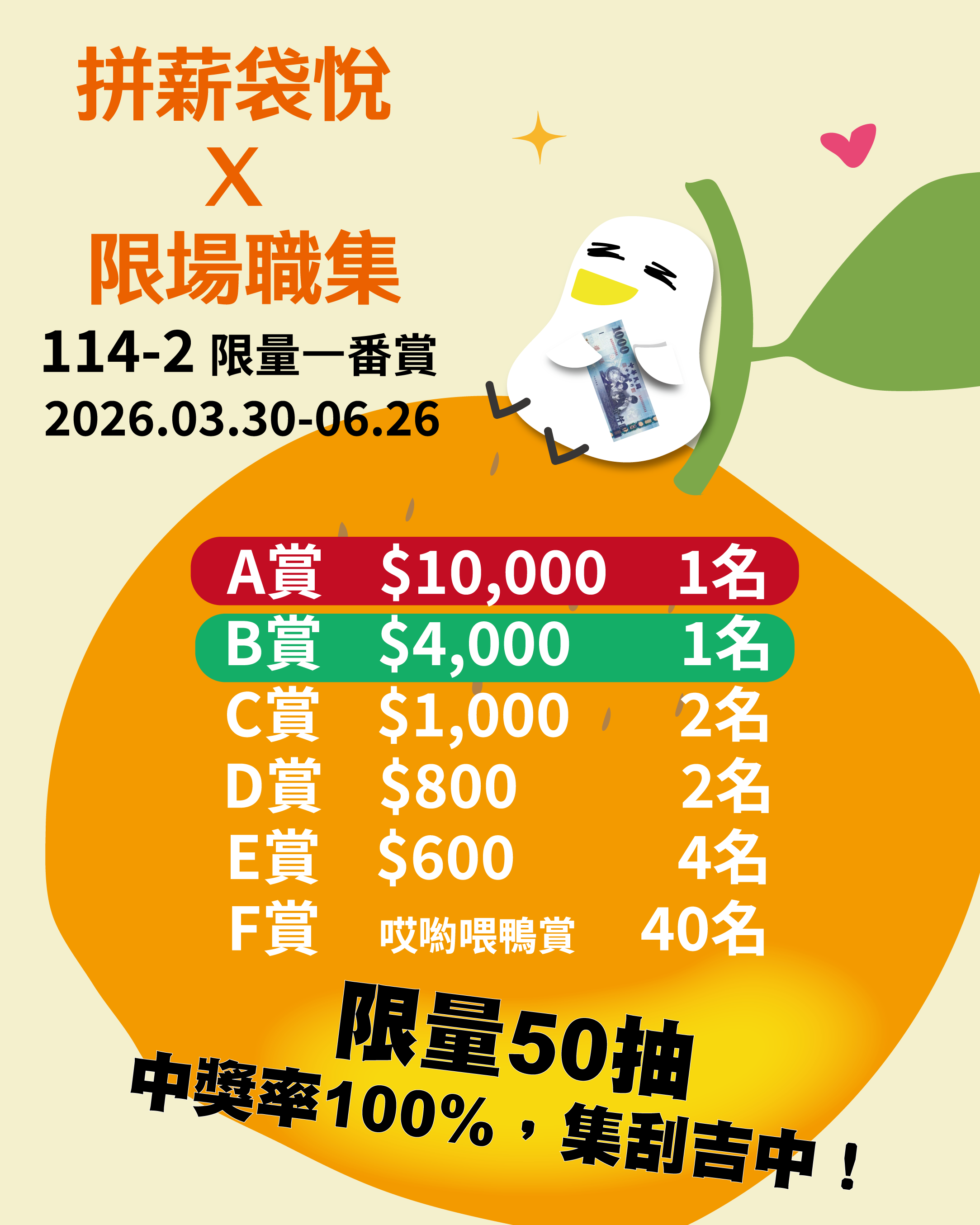 拼薪袋悅X限場職集抽獎活動