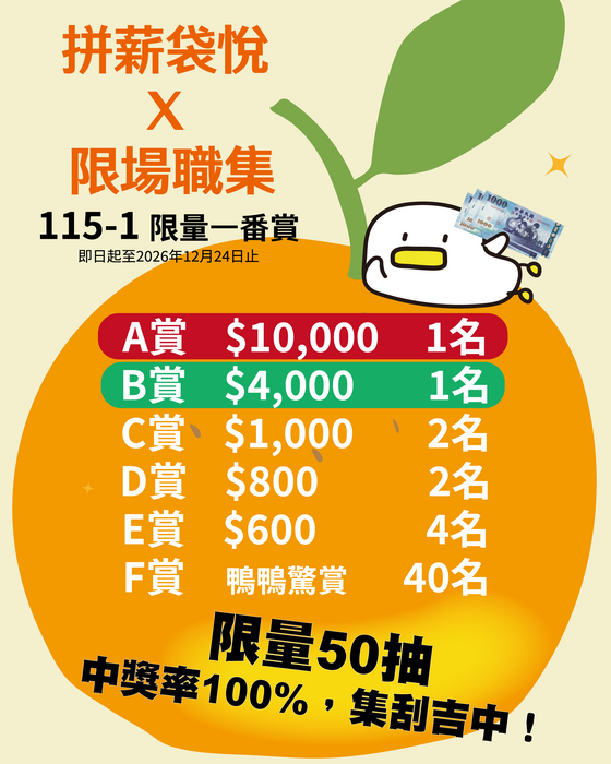 拼薪袋悅X限場職集 抽獎活動